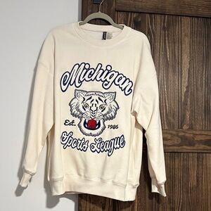H&M Cream Michigan Sports League Sweater